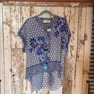 Chico's Blue and White Floral Blouse